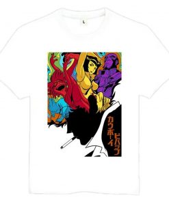 Cowboy Bebop Shirt カウボーイビバップ Collage of Characters AM2910 Asian S / White Official Cowboy Bebop Merch