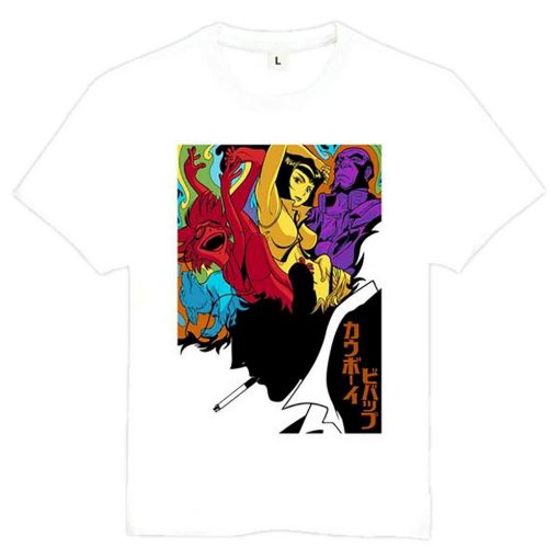 Cowboy Bebop Shirt カウボーイビバップ Collage of Characters AM2910 Asian S / White Official Cowboy Bebop Merch