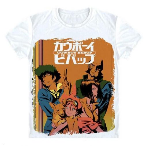Cowboy Bebop Shirt カウボーイビバップ Retro Main Cast AM2910 Asian M / White Official Cowboy Bebop Merch