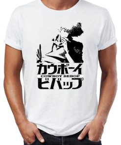 Cowboy Bebop Shirt カウボーイビバップ Silhouette Over Logo AM2910 Asian M / White Official Cowboy Bebop Merch